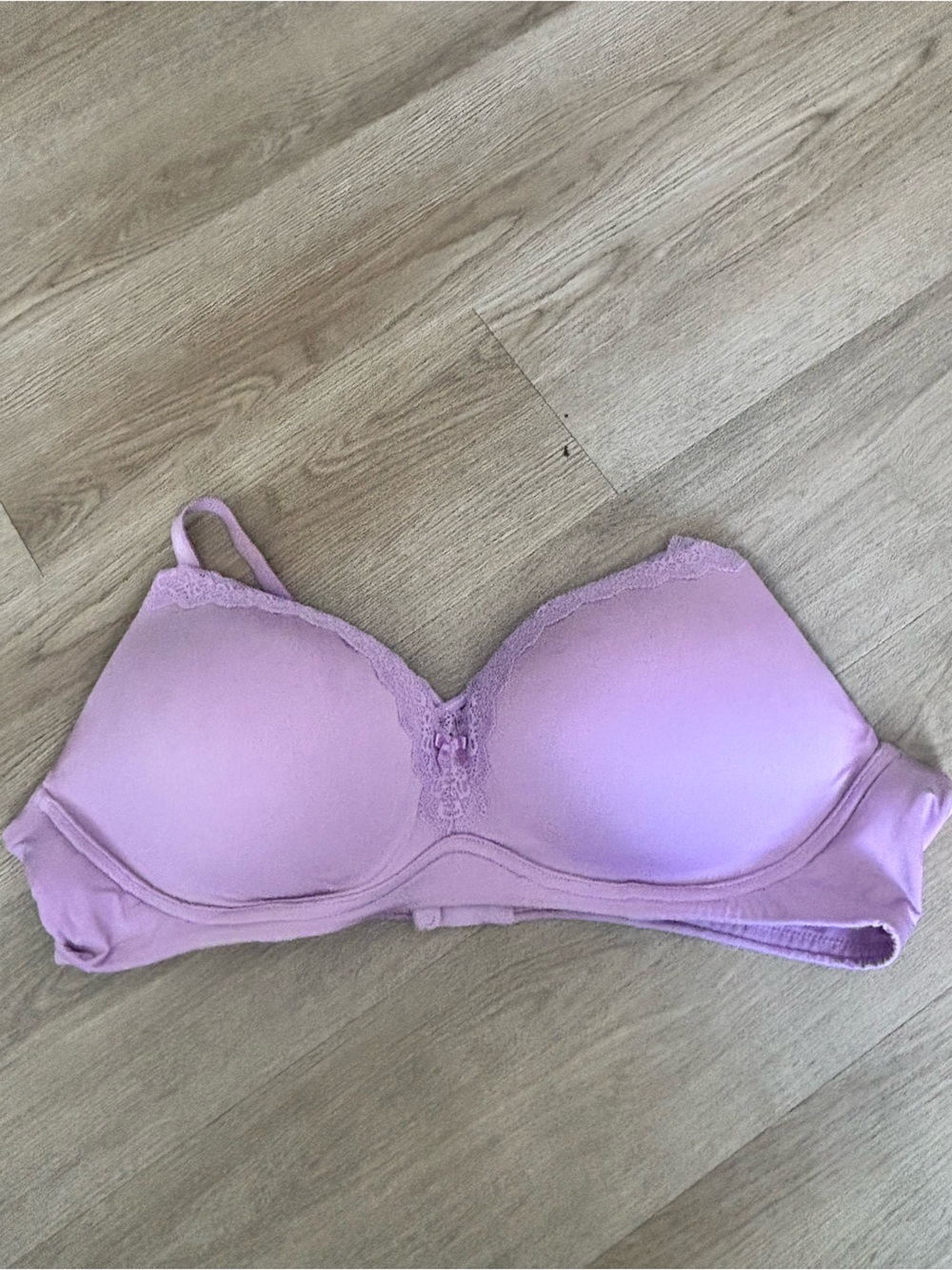 Smooth Molded Lace-Trim Bra in Lavender